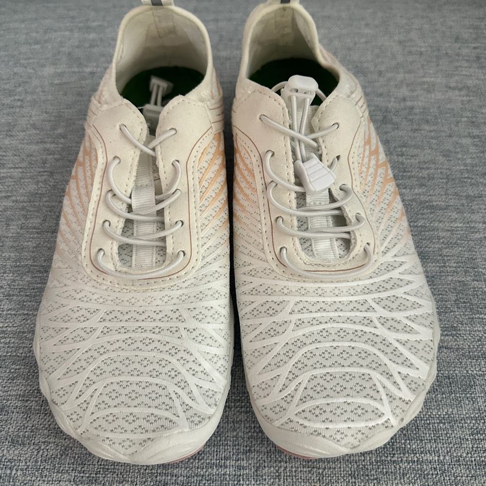 White and Orange Women's Sneakers